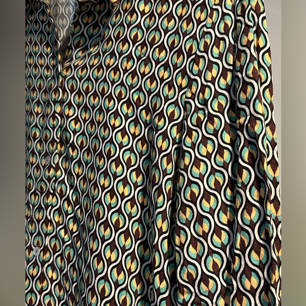 Pull & Bear Button Down Geometric Blouse Size Lar… - image 2